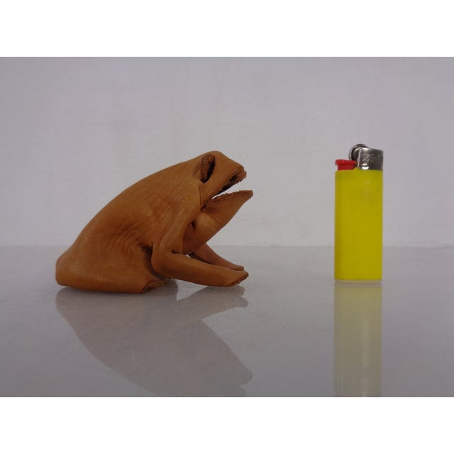 Handmade frog made of folded leather by Deru Wiesbaden from the 1960s. A leather dog in the shape of a boxer by Deru (last...