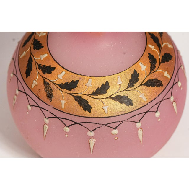 Bohemian Style Victorian Antique Hand Blown Pink Art Glass Vase For Sale - Image 4 of 9