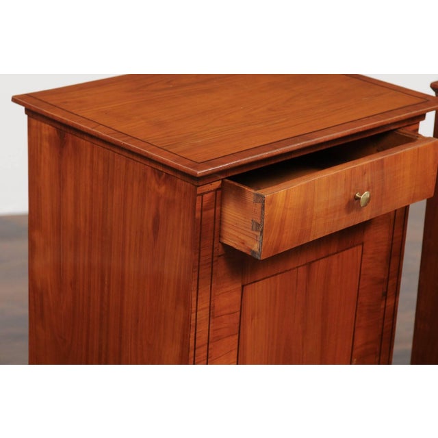 Biedermeier Pair of Austrian Biedermeier Cabinets with Single Drawer and Door, circa 1870 For Sale - Image 3 of 11