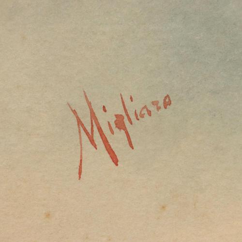 Vincenzo Migliaro, Portrait, Watercolor, Framed For Sale - Image 6 of 10