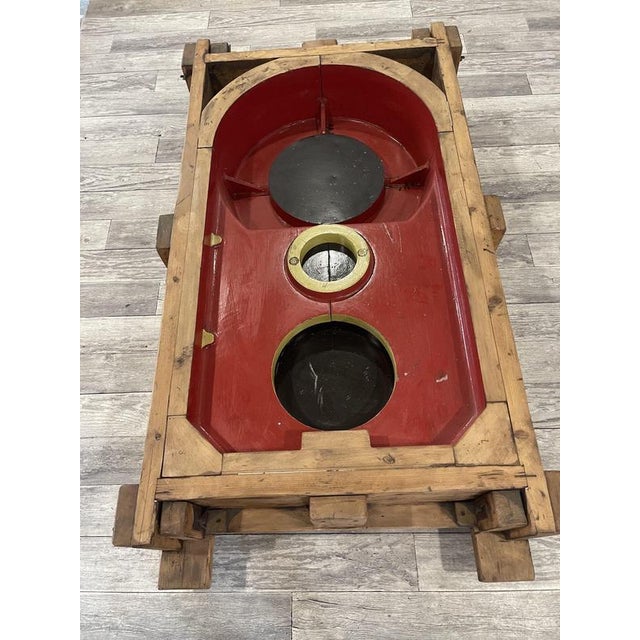 Metal Vintage Industrial Coffee Table in Wooden Molds from Locomotive Factory, 1950s For Sale - Image 7 of 18