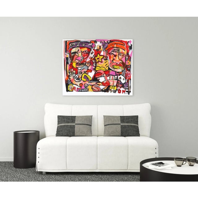 Red "The Outliers" Contemporary Abstract Figurative Mixed-Media Painting by Jonas Fisch For Sale - Image 8 of 9