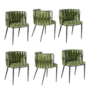 Showroom Sample Set of 6 Green and Black Dining Chairs