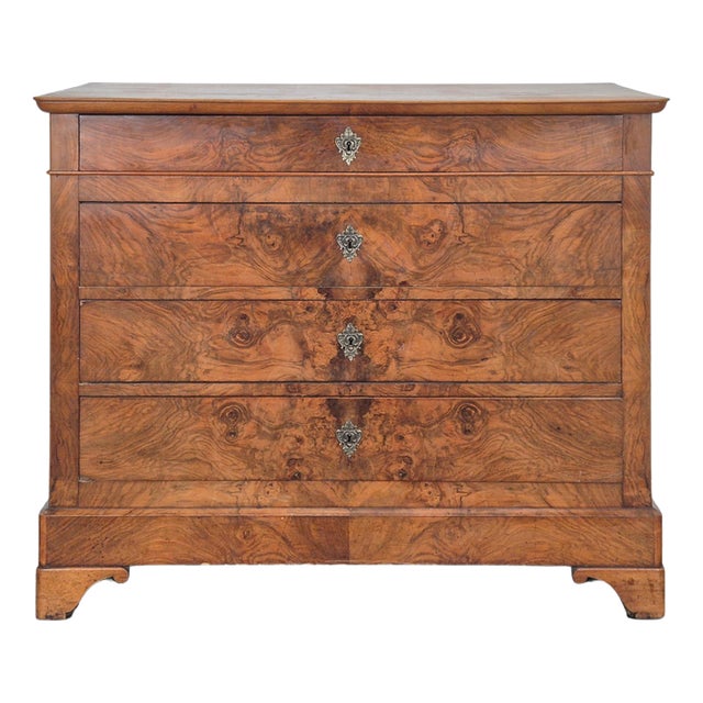 Louis Philippe Style Chest of Drawers in Burr Walnut Veneer For Sale