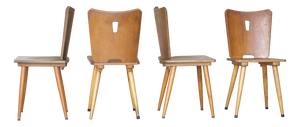 Vintage Brutalist Wooden Chairs, 1960, Set of 4
