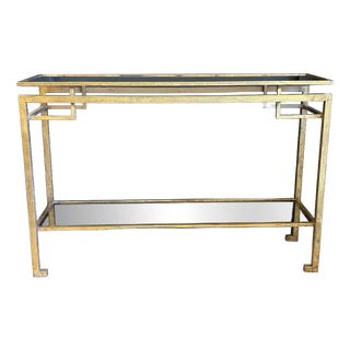 Console in Gilded Brass by Guy Lefèvre for Maison Jansen, 1970s For Sale