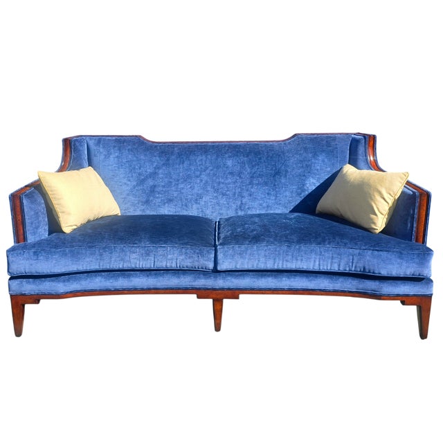 Late 20th Century Theodore Alexander European Style Jule Sofa in Blue Velvet. For Sale In Washington DC - Image 6 of 10