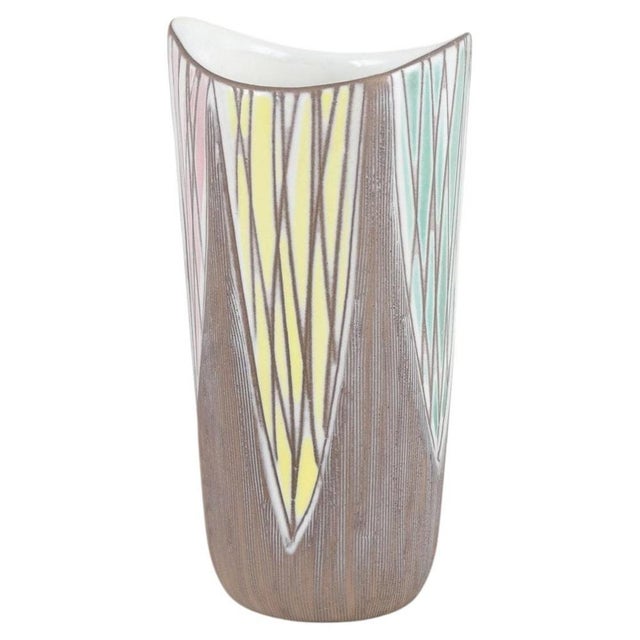 1950s Ceramic Vase with Geometric Decoration by Mari Simmulson for Upsala Ekeby, 1950s For Sale - Image 5 of 5