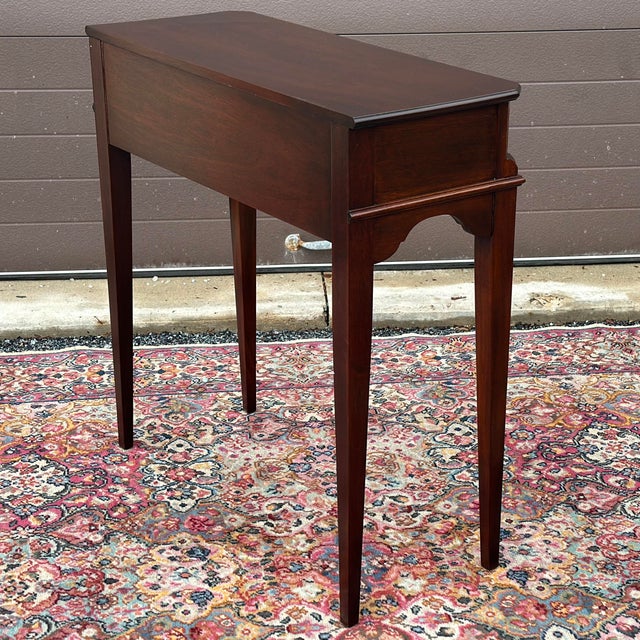 1990's Tradition House Federal Style Petite Mahogany Console Table With Two Drawers For Sale - Image 12 of 12