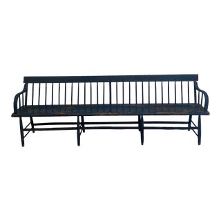 Antique Railroad Train Depot Spindle Back Bench For Sale