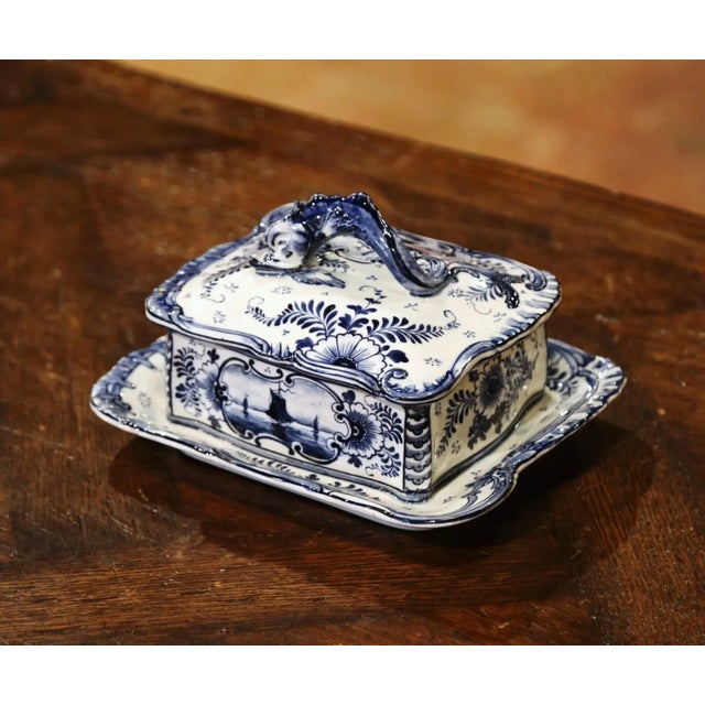 Early 20th Century Royal Bonn Delft Faience Sardine Dish With Dolphin Handle For Sale - Image 13 of 13