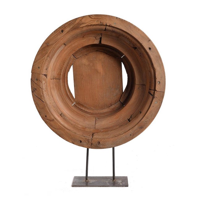 Wooden Wheel Sculpture For Sale - Image 4 of 4