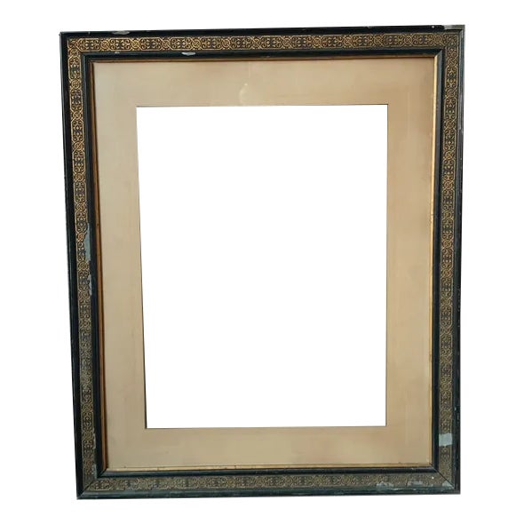 Large Early 20th Century Black and Gold Frame For Sale