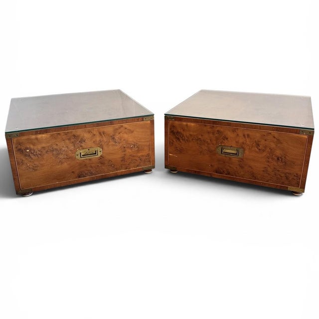 Burr Maple Campaign Drawers with Brass Motifs, 1970, Set of 2 For Sale - Image 18 of 18
