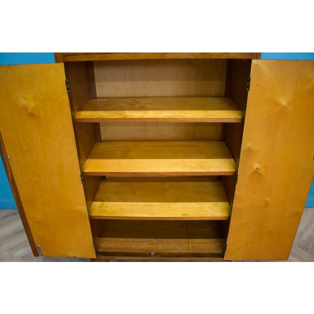 Brown British Art Deco Burr Walnut Tallboy Linen Cabinet, 1930s For Sale - Image 8 of 9