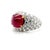 Platinum ring with one 8.61 carat Burma, no heat, cabochion ruby and 3.31 carats of pave set round brilliant diamonds....
