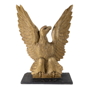 Mid-Century American Rustic Folk Art Carved Gold Eagle Figure
