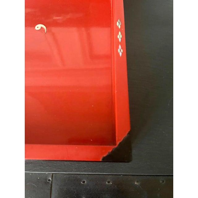 Vintage Korean Mother-of-Pearl Inlay & Lacquer Box with Inner Tray For Sale - Image 10 of 13