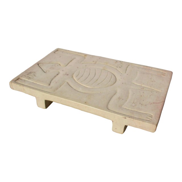African Carved Soapstone Tray Circa 1980s For Sale