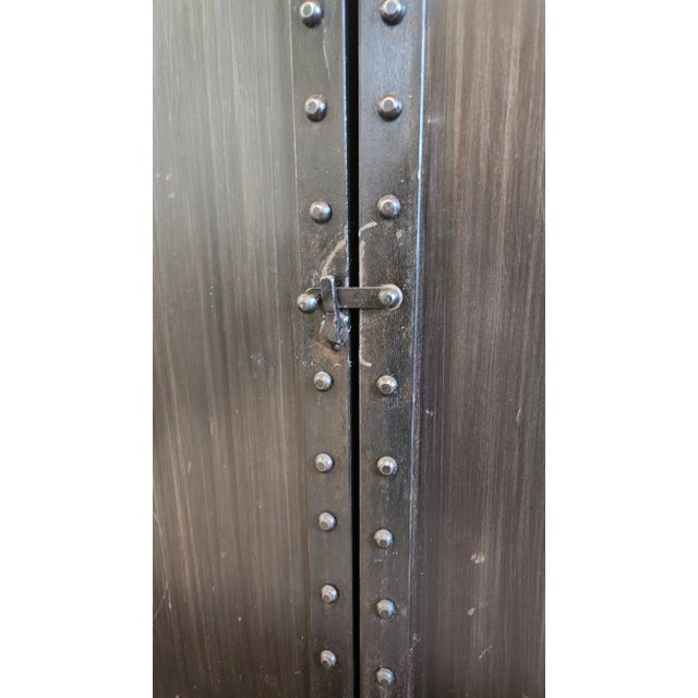 Gothic Late 20th Century Industrial Riveted Metal Sideboard Cabinet With Rounded Corners For Sale - Image 3 of 18