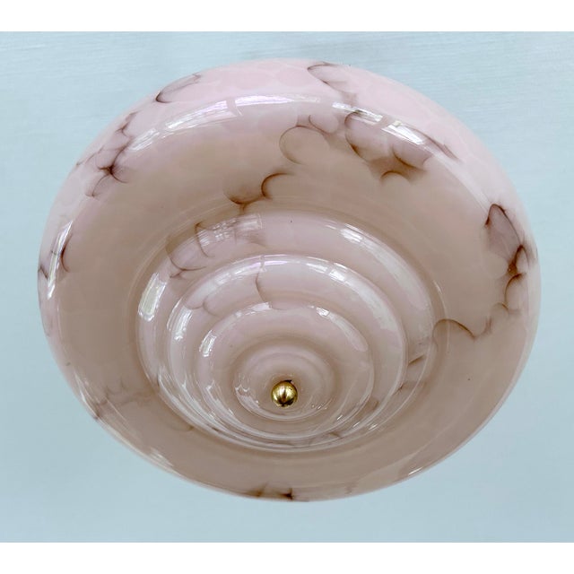 Art Deco Pendant Light in Pink Marble Glass, 1930s For Sale - Image 15 of 18