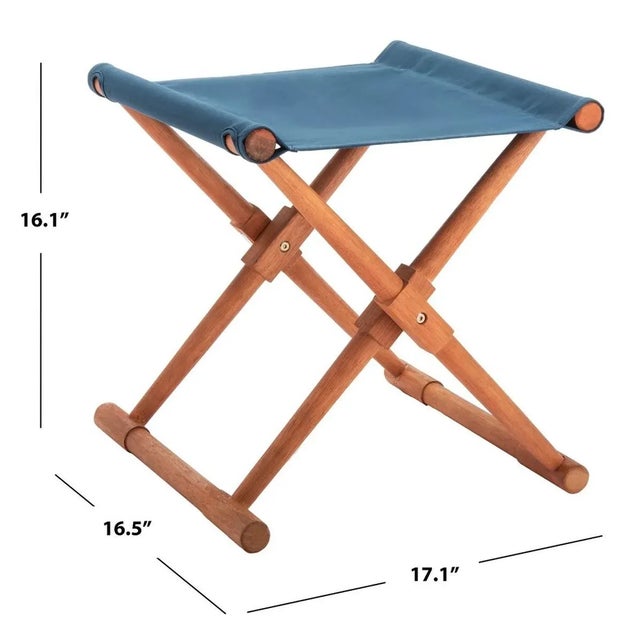 Contemporary Breanne Stool, Set of 2 - Natural/Navy For Sale - Image 3 of 7