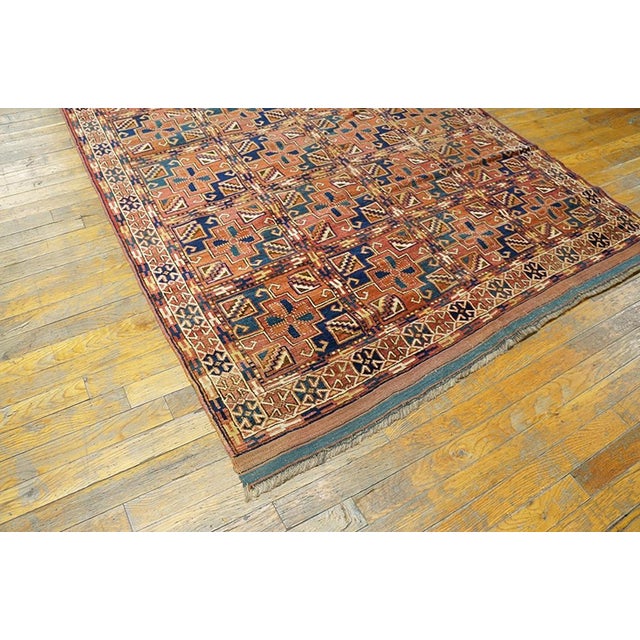1890s Red Geometric Antique Baluch-Turkmen Rug 5'5" X 8'0" Handknotted Wool Carpet For Sale In New York - Image 6 of 6