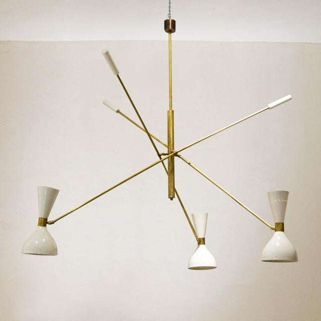 Mid-Century Modern Mid-Century Italian Chandelier in Brass and Aluminum, 1960s For Sale - Image 3 of 10