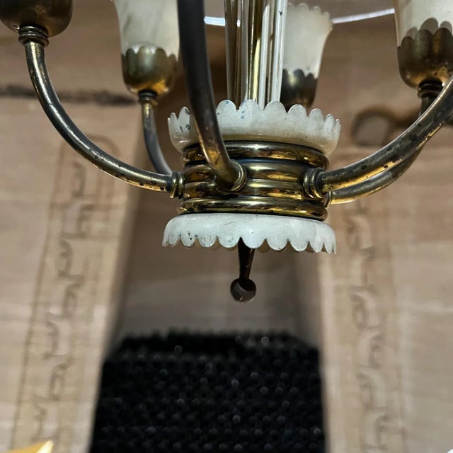 Antique White 1950s Fontana Arte Cut Glass Chandelier Style of Max Ingrand Italy For Sale - Image 8 of 13