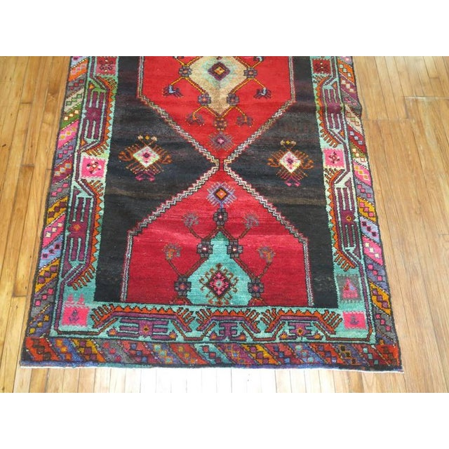 Zabihi Collection Vintage Turkish Kars Corridor Size Rug For Sale - Image 4 of 6