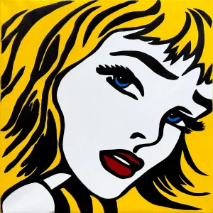 Steve Kaufman, Crying Girl - Homage to Lichtenstein (Large Unique Painting)