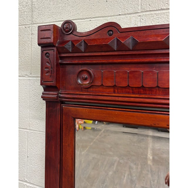 Antique Victorian Eastlake Marble Top Walnut Dresser With Mirror For Sale - Image 4 of 13