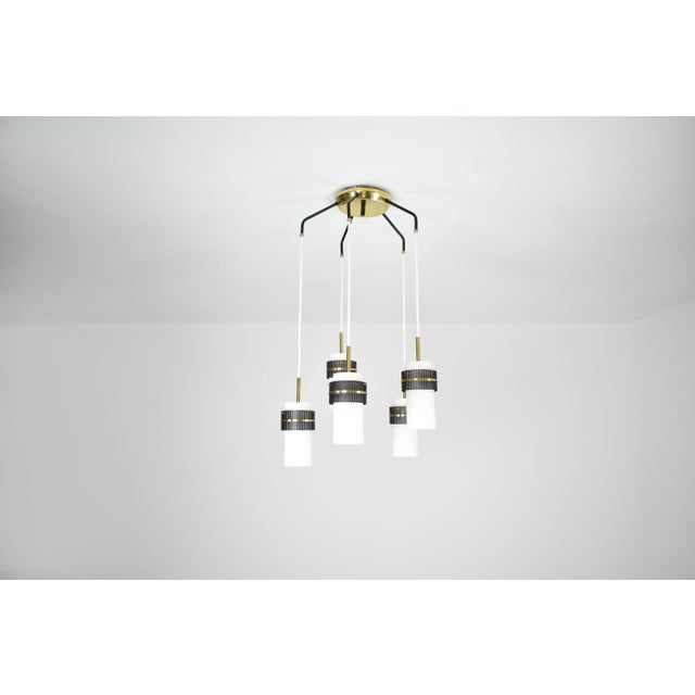 1950's 5 Lights Glass Pendant by Stilnovo For Sale - Image 9 of 12