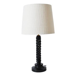 Turned Ebonised Wooden Lamp, 1960s For Sale