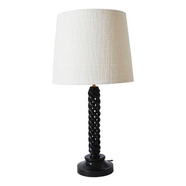 Turned Ebonised Wooden Lamp, 1960s For Sale