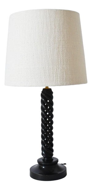 Turned Ebonised Wooden Lamp, 1960s