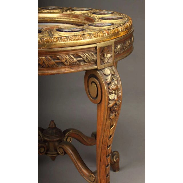 French 19th Century Austrian Vienna-Style Hand-Painted Porcelain and Giltwood Gueridon For Sale - Image 3 of 7