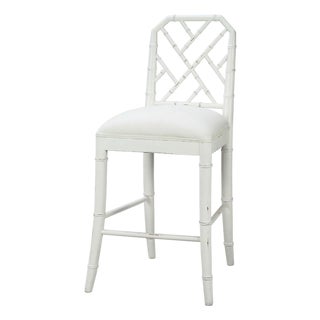 White Chinese Chippendale Counter Stool For Sale