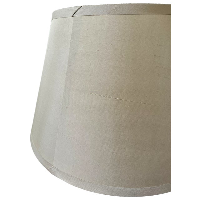 2020s Restoration Hardware Large Ivory Sand Champagne Silk Drum Empire Lampshade – 16" Diameter For Sale - Image 5 of 10