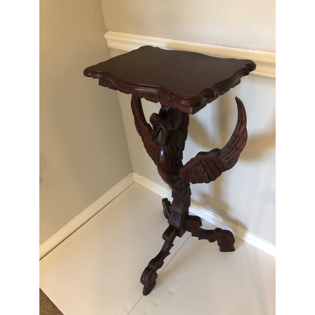 Vintage Carved Winged Dragon Pedestal or Plant Stand. Mythological display stand. Gothic revival style Size: 16.5"W x...