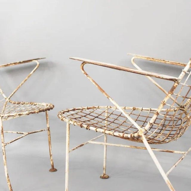 Metal Italian Mid-Century Space Age High-Back Wire Lounge Chairs, Set of 4 For Sale - Image 7 of 17