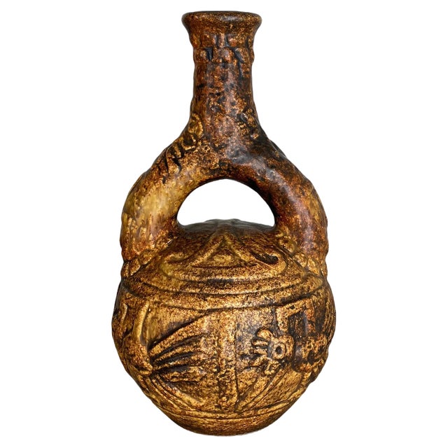Large Colorful Fat Lava Pottery Maya Tiki Vase from Jasba Ceramics, Germany, 1970s For Sale