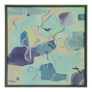 "Great Day" Contemporary Postmodern Style Oil Painting by Christine Frisbee, Framed