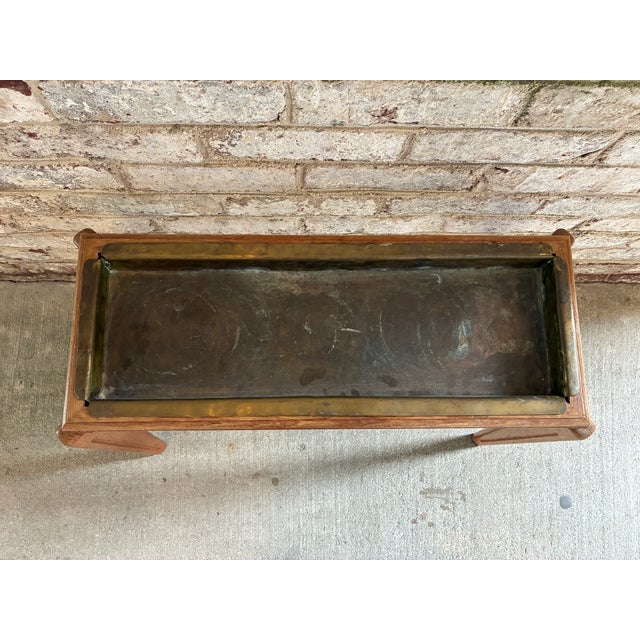 Vintage Brass & Wood Rectangular Side Table For Sale - Image 9 of 12