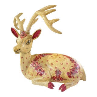 1970s Signed Sergio Bustamante Papier-Mâché Large Sculpture of a Deer For Sale