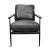 Handsome dark charcoal black top grain leather club chair. Black wood armrests and hand hammered iron frame. Each chair...