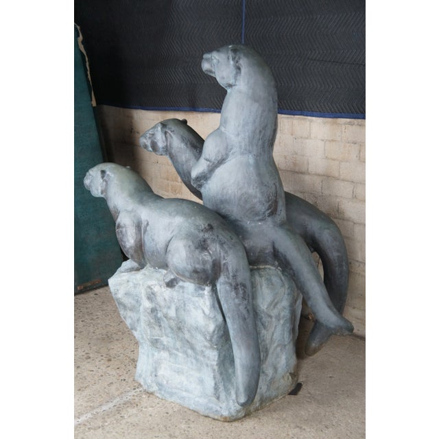 1990s Monumental Max Turner Patinated Bronze Life Size Otter Statue For Sale - Image 10 of 12