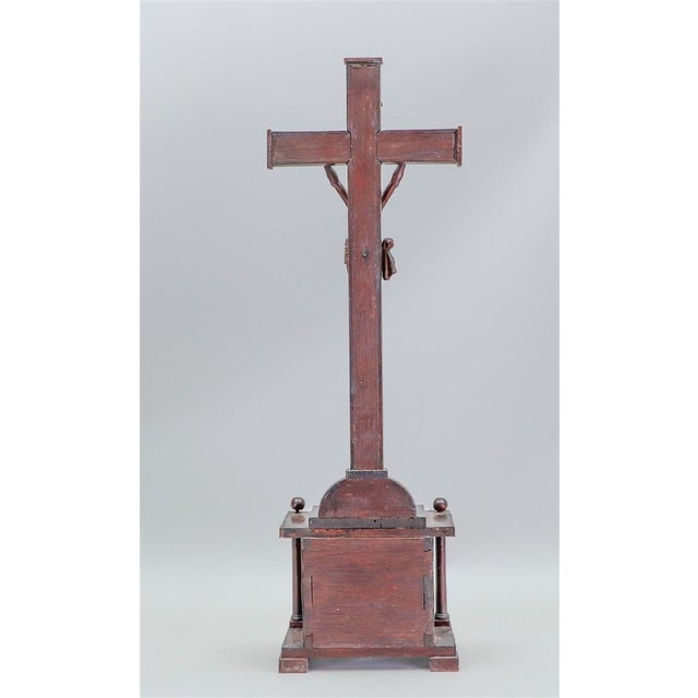 18th Century Late 18th Century German Memento Mori Mahogany Veneered Handcarved Crucifix With Skulls For Sale - Image 5 of 5