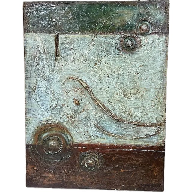 Baby Blue "Wave Runner" Abstract Large Textured Painting For Sale - Image 8 of 8