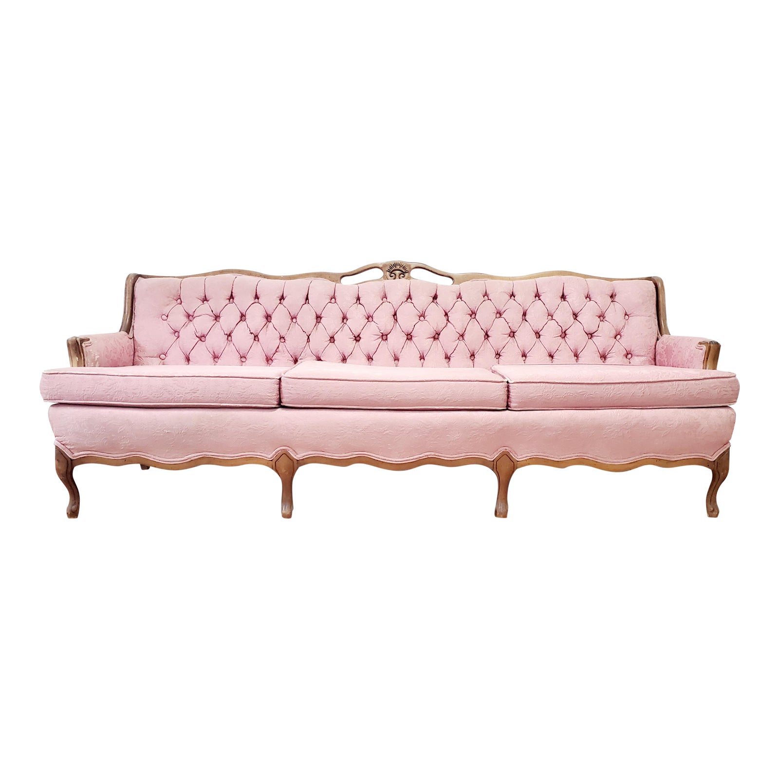 Vintage Victorian French Provincial Light Pink Brocade Sofa Chairish